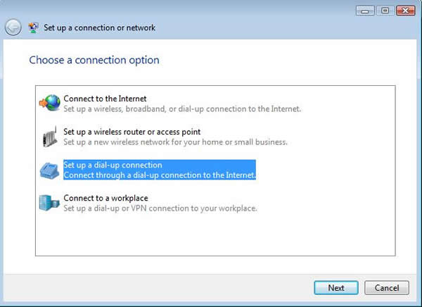 Figure 4: Set up a connection or network