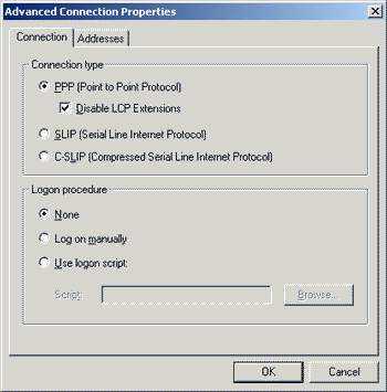 Advanced Connection Properties (Connection Tab)